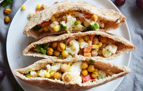 5 roasted chickpea cauliflower pitas