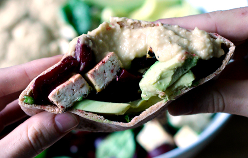 18 Lemon Hummus Spinach Salad with Pita