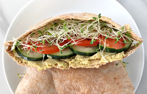 31 Veggie Pita Sandwiches with Avocado Hummus