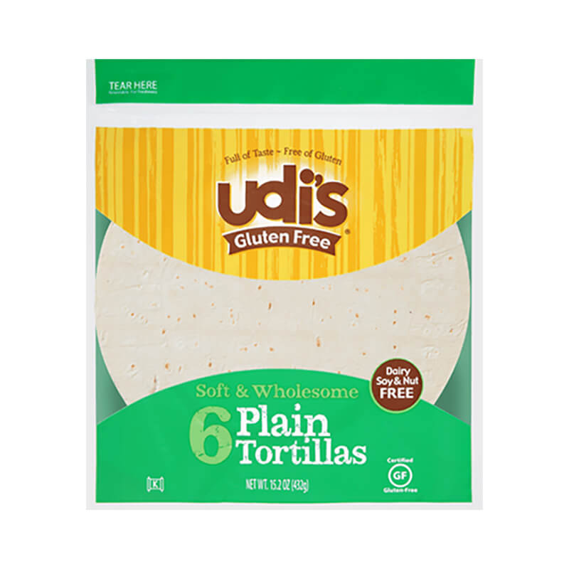Udis Gluten Free Soft Wholesome Plain Tortillas